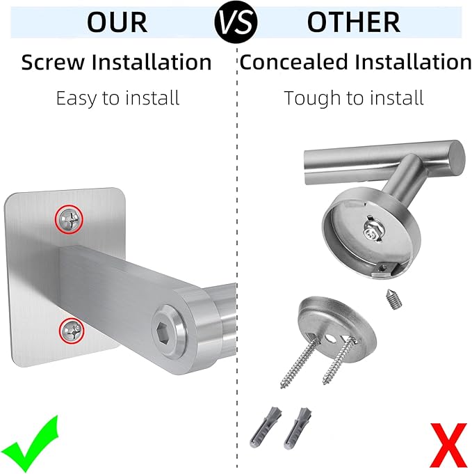 12 Inch Hand Towel Holder, Thicken Stainless Steel Towel Ring for Bathroom Wall Mounted, Heavy Duty Hand Towel Bar Organizer, Modern Home Decor Towel Rack, Brushed Silver Single Rod