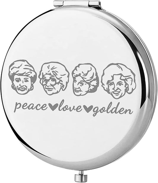 KEYCHIN Golden TV Show Pocket Mirror - Sophia Dorothy Blanche Rose Fans Gift - Compact Makeup Mirror for Women, Girls & Teenagers