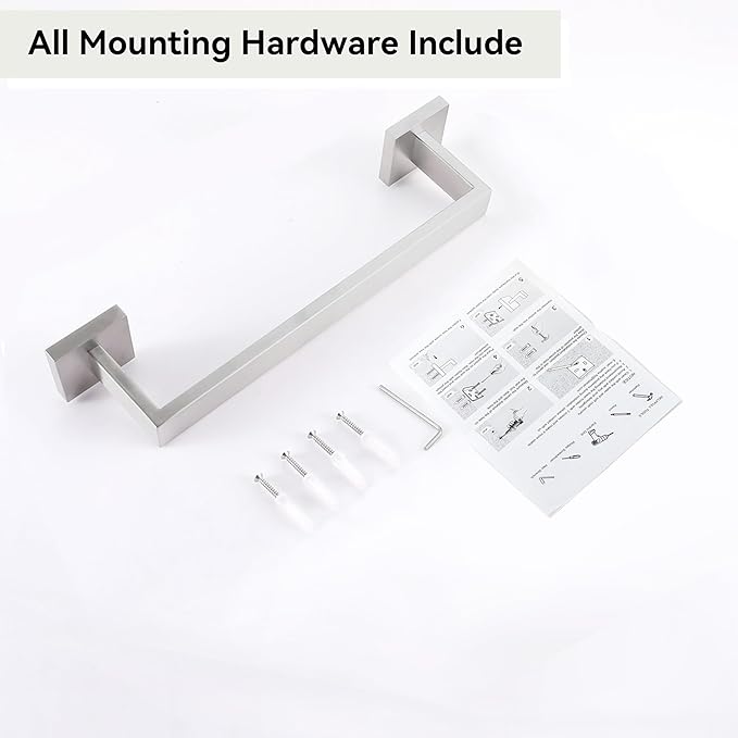 LANC 12-Inche Towel Bars for Bathroom Wall Mounted 30-CM Brushed Nickel Bath Towel Ring Stainless Steel Total-14?€? Towel Rails for Kitchen Hand Towel Holder Racks Hanger Towel Rods, A8804BN-3P1