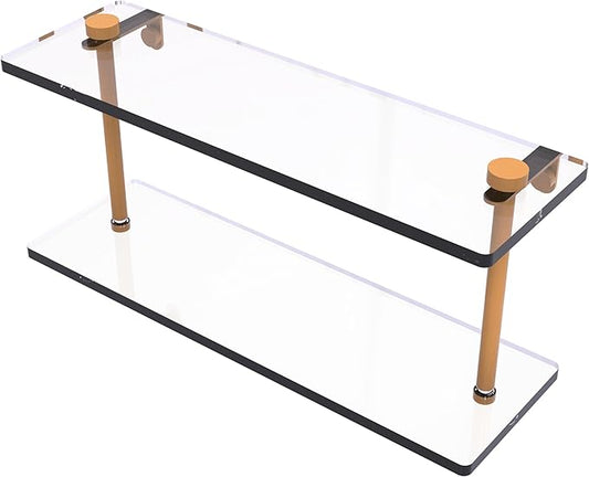 Allied Brass NS-2/16-GLY 16 Inch Two Tiered Glass Shelf, Golden Yellow