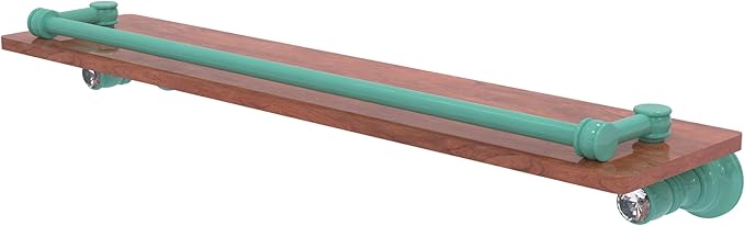 Allied Brass CC-1-22-GAL-IRW-SFG Carolina Crystal Collection 22 Inch Wood Shelf with Gallery Rail, Sea Foam Green