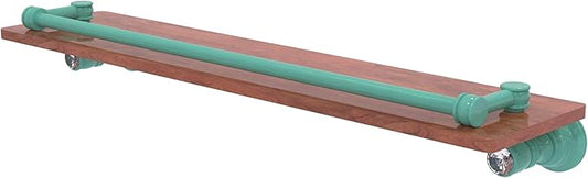 Allied Brass CC-1-22-GAL-IRW-SFG Carolina Crystal Collection 22 Inch Wood Shelf with Gallery Rail, Sea Foam Green