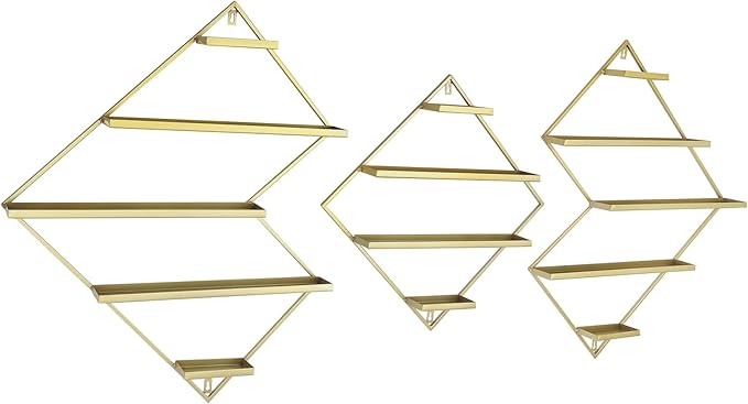 3PCS Nail Polish Storage Racks, 5-Tier Wall-Mounted Metal Cosmetic Display Case Makeup Organizer Wall Shelf for Home Spa Nail Salon Perfume Lipstick (Gold)