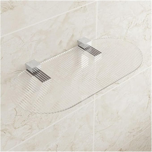 Bathroom Shelf Decor, Acrylic Floating Shelves for Wall, Clear Acrylic Display Shelf, Wall Decoration & Storage Shelf for Living Room, Bathroom, Bedroom, Kitchen ,Perfectly Saves Space(Clear,Large)