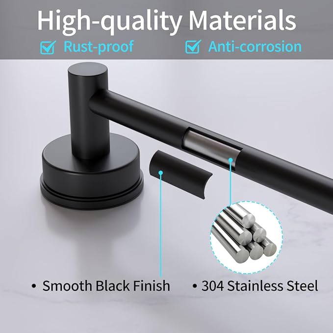 Adjustable Towel Bar Suction Cup 14.6Inch~24 Inch for Bathroom Wall, Towel Racks for Bathroom,Stainless Steel Bath Towel Holder for Shower
