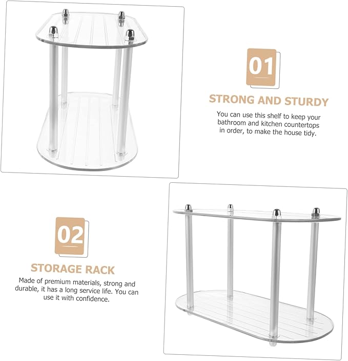 Healifty Stylish Multi Storage Rack for Cosmetics Removable Countertop Organizer Transparent Space Saving Display Shelf for Bathroom and Kitchen Compact Design for Tidy Living