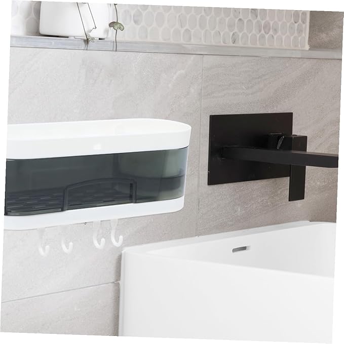 Wall-Mounted Plastic Storage Rack and Bathroom Shelf, Multipurpose Wall Shelves with Hooks, Space-Saving Organizer for Kitchen and Bathroom Storage Random Color