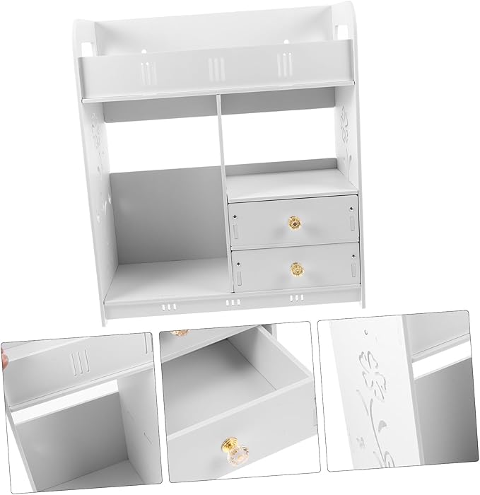 ABOOFAN Wall-Mounted Makeup Organizer Rustic Storage Shelf for Bathroom Kitchen Easy to Install Wall Decor Rack Multi Holder for Cosmetics Toiletries