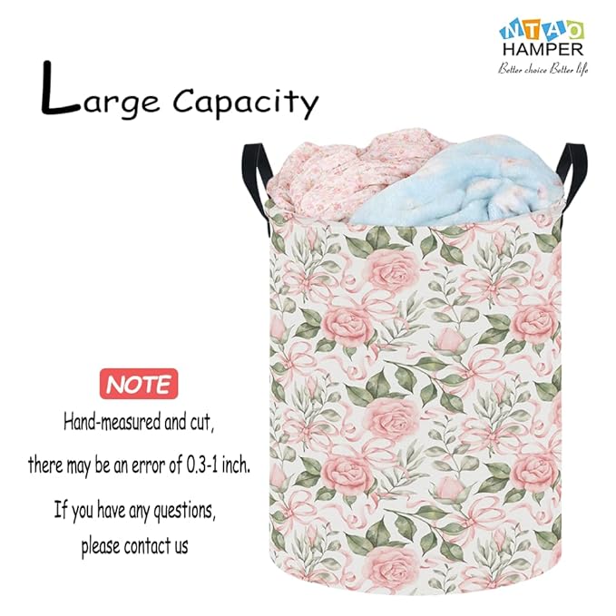 NTAOHAMPER Laundry Hamper,Laundry Basket,Baby Nursery Hamper,Waterproof Storage Bin,Clothes Organizer Basket,Room Decor(Rose)