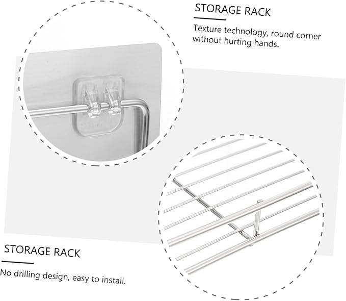 Healifty 1Set Nail Wall Mounted Kitchen Storage Rack Rustproof Stainless Steel Shelf for Toiletries and Kitchen Essentials Space Saving Design for Home Bathroom and Office Use