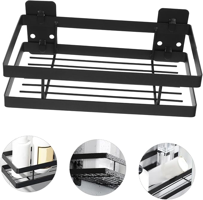 Mobestech Punch Bathroom Organizer Heavy Duty Storage Rack for Shampoo and Towels Wall Mounted Shower Shelf Sturdy Bathroom and Kitchen Storage Design