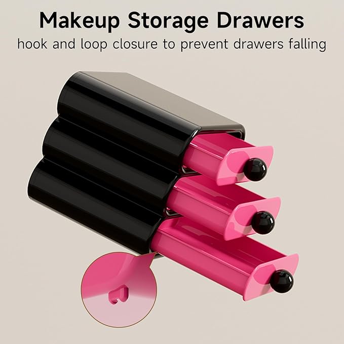 3-Drawer Desktop Organizer, Compact Vanity Drawer Organizer for Makeup, Small Plastic Drawer Containers for Bathroom, Cabinet