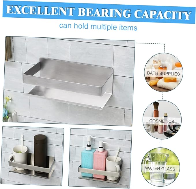 Garneck Toilet Shelf Easy to Clean Metal Wall Rack Kitchen Storage Rack Bathroom Decor
