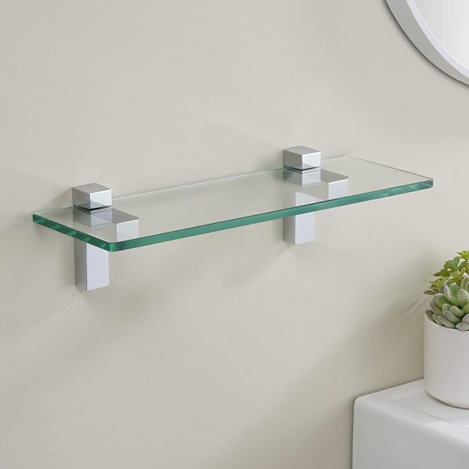 KES 14" Glass Shelf for Bathroom & Coat Hook, Polsihed Finish, BGS3201S35+A2164-P2