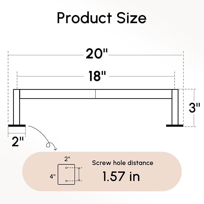 USHOWER Brushed Nickel Towel Bar, 18 Inch Towel Racks for Bathroom Wall Mounted, Heavy Duty Stainless Steel Towel Holder, Easy Installation (Total Length 20 Inch) (Pack of 2)