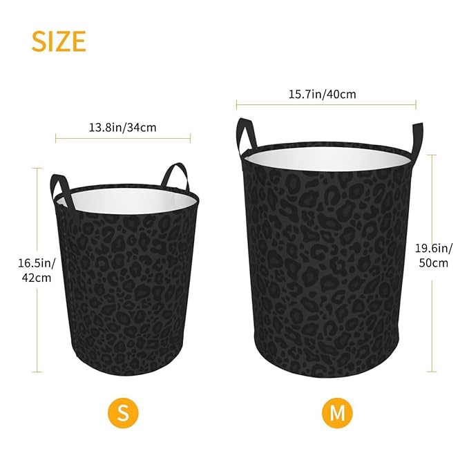 Animal Leopard Print Round Laundry Hamper Storage Basket Toys Clothes Organizer Bin For Home Bathroom Bedroom Dorm Nursery, 38l
