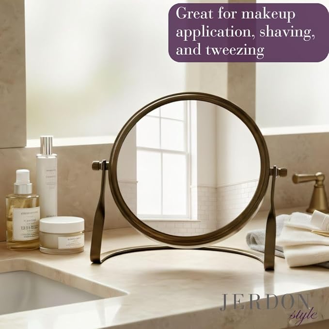 Small 5X Magnifying Mirror - 5.5" Makeup Mirror in Bronze Finish - Model MC113BZP