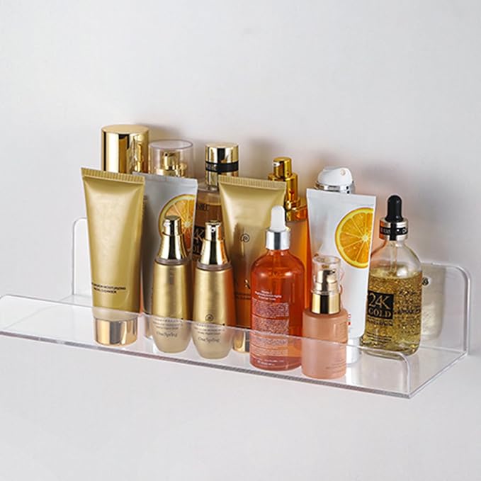 2Pcs Floating Wall Shelves Bathroom Shelf Single Layer Space Saving Organizers Clear U Shape Display Shelf Bookshelf Space Saving Organizers
