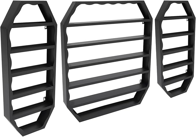 3pcs Wall-Mounted Nail Polish Storage Racks, Multi-Tiers Metal Display Racks With Middle Rack & 2 Side Racks,Metal Essential Oil Organizer Storage Racks For Homes, Nail Salons, Spas,Stores(Black)