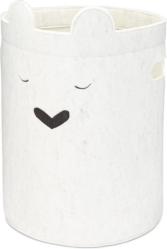 Parker Baby Bear Felt Laundry Hamper | Spacious & Collapsable Storage Basket for Nursery | Lightweight Laundry Hamper Basket with Flexible & Sturdy Handles | Neutral Colors & Fits Any Room