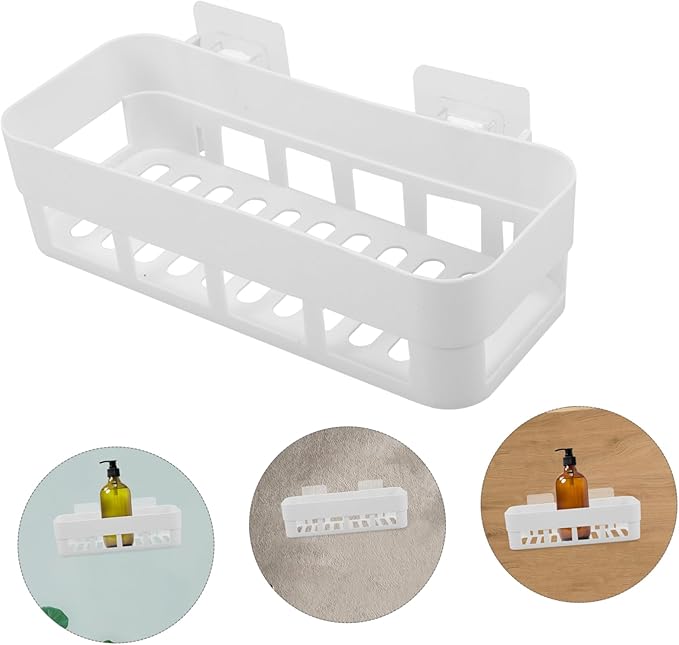ABOOFAN Wall Suction Storage Holder Hanging Shelves Toilet Storage Rack Easy Install White