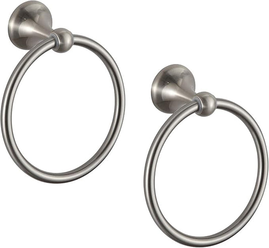 BGL Towel Ring Brushed Nickel Matal Wall Mount for Bathroom 2 Pack Classic Style