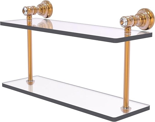 Allied Brass CC-2-16-BBR Carolina Crystal Collection 16 Inch Two Tiered Glass Shelf, Brushed Bronze