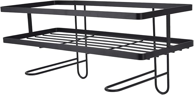 Garosa Bathroom Toilet Shelf, Iron Craft with Hooks, Space Saver, Easy Installation for Small Spaces (Black)