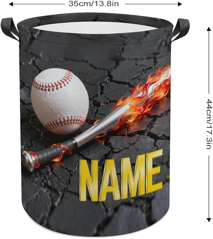 Personalized Baseball Laundry Hamper Custom Name Funny Dirty Clothes Laundry Basket Portable Storage Basket For Home Bathroom Family Baseball Lovers Xmas Birthday (style 1)