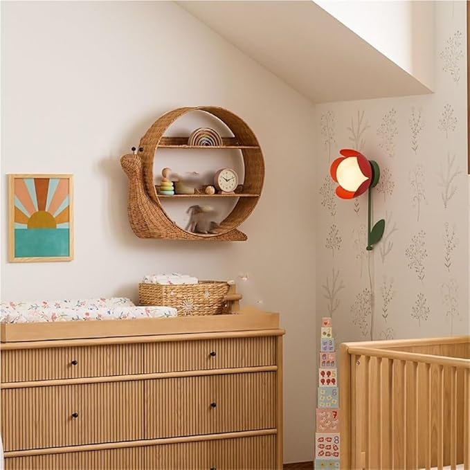 Rattan Wall Shelf, Wicker Shelves for Wall, Hanging Shelves for Bathroom, Bedroom, Decorative Rattan Shelves for Storage and Display