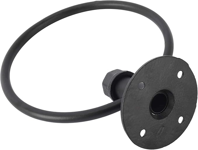 HighFree Industrial Towel Ring, Farmhouse Pipe Hand Towel Holder, Matte Black Wall Mounted Bathroom Hardware, Rustic Towel Ring for Bathroom (1)