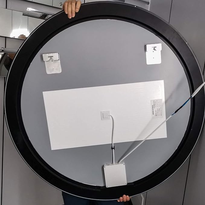 28 Inch Round LED Bathroom Mirror with 3 Color Modes, Touch Dimmer, Anti-Fog - Wall Mount Lighted Vanity Mirror for Makeup, Dressing Room - Fab Glass and Mirror