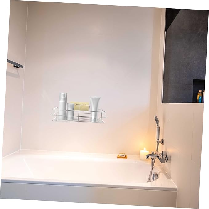 Cabilock Bathroom Storage Rack Punch Wall Mounted Shelf for Toiletries Stainless Steel Design with Hollow Bottom for Quick Drainage Elegant Organizer for Bathroom