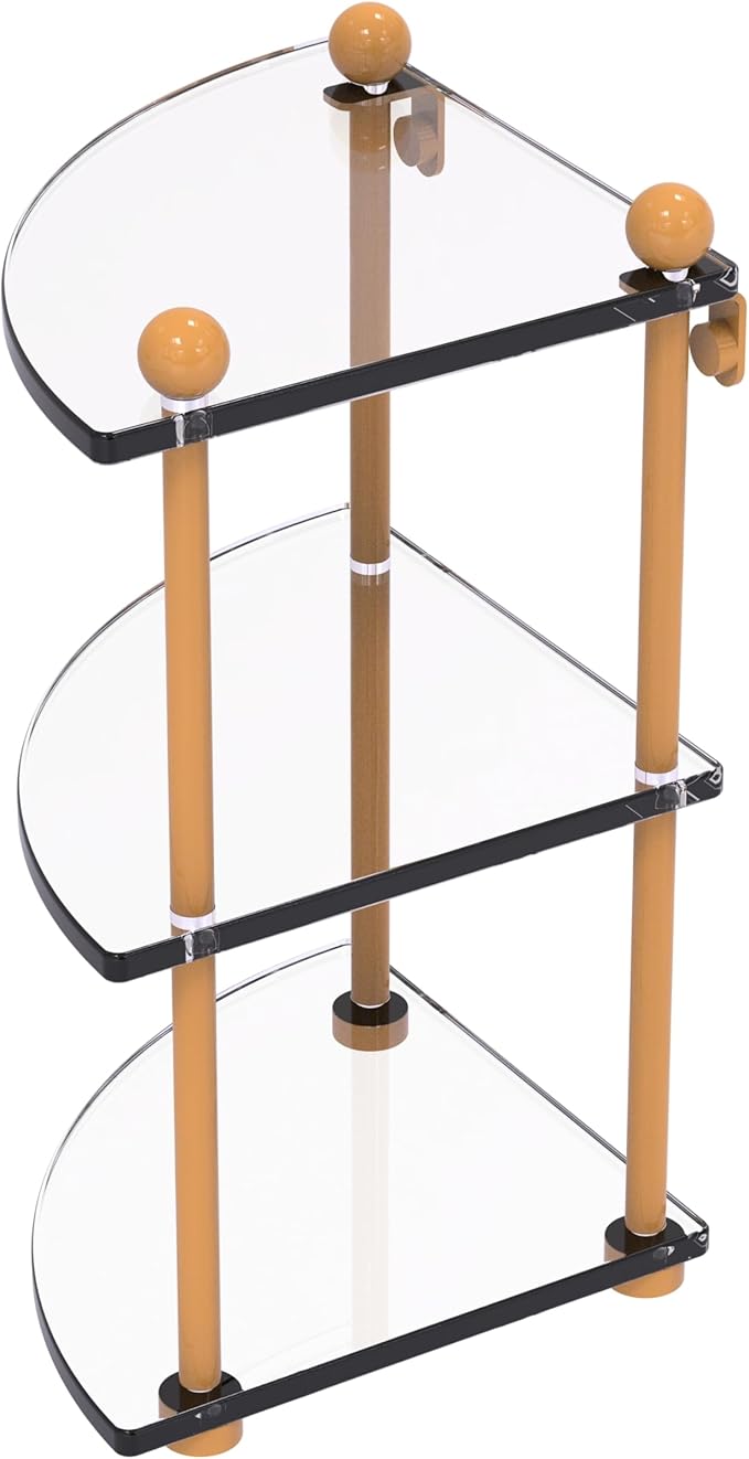 Allied Brass PR-6-GLY Three Tier Corner Glass Shelf, Golden Yellow