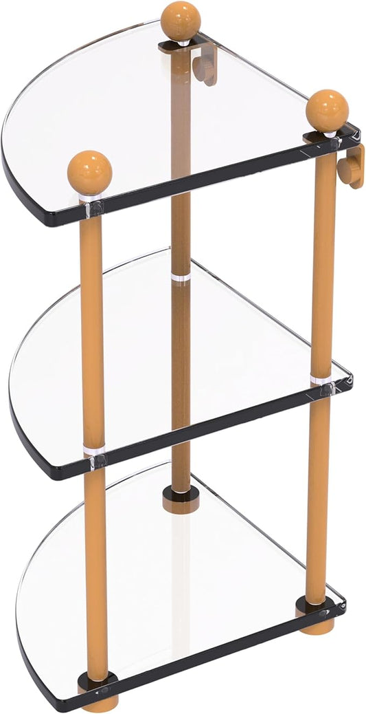 Allied Brass PR-6-GLY Three Tier Corner Glass Shelf, Golden Yellow