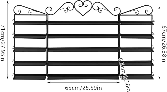 5 Tiers Wall-Mounted Nail Polish Storage Racks 3 Pcs Metal Nail Polish Shelf Nail Polish Holder Cosmetic Display Rack for Home Bathroom Beauty Salons,47.63 * 2.56 * 27.95 in (Black)