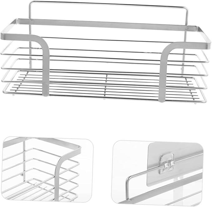 Unomor Stainless Steel Storage Mounted Bathroom Shelf Organizer Shampoo Holder Floating Shelves for Bathroom Decorations