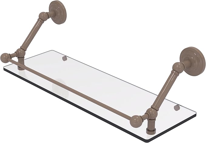 Allied Brass PQN-1-24-GAL-SHB Prestige Que New 24 Inch Floating Glass Shelf with Gallery Rail, Shaded Beige