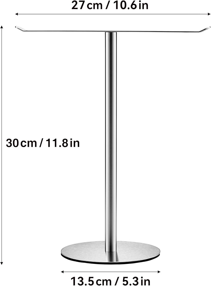 Silver Hand Towel Holder Stand ?€? Countertop T-Shaped Stainless Steel Towel Rack with Non-Slip Base for Vanity and Kitchen