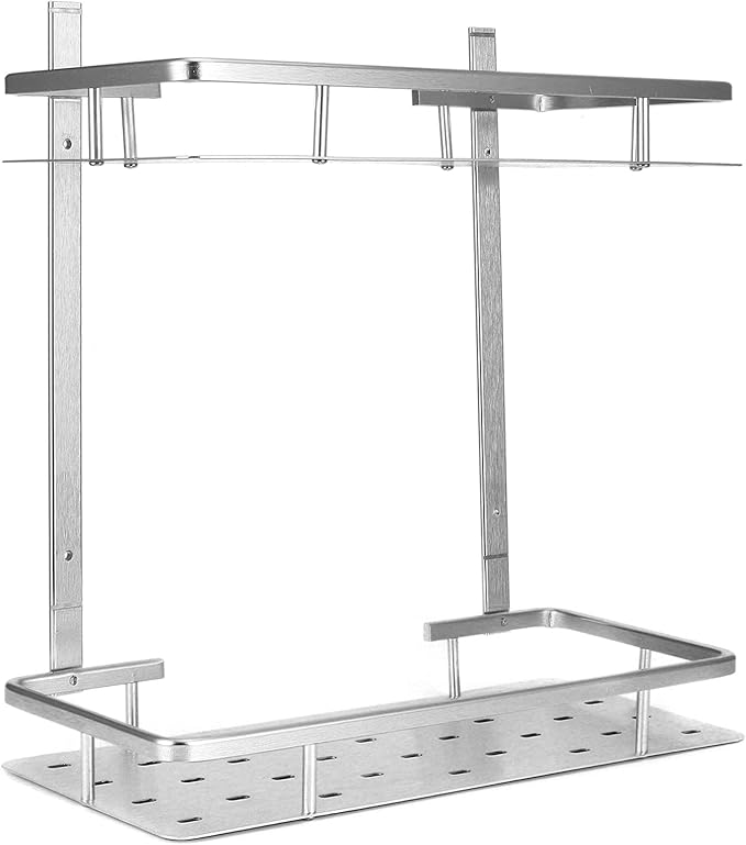 Bathroom Shelves, Space Aluminum 2 Tier Wall Mounted Rustproof Shelves, Floating with Drainage Holes for Easy Installation in Bathroom, Kitchen, and Bedroom