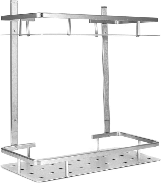 Bathroom Shelves, Space Aluminum 2 Tier Wall Mounted Rustproof Shelves, Floating with Drainage Holes for Easy Installation in Bathroom, Kitchen, and Bedroom