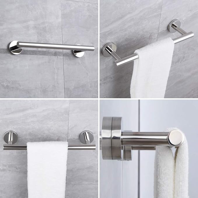 12-Inch Towel Bar SUS 304 Stainless Steel Towel Rack Wall Mounted Towel Rail Towel Rod for Bathroom Modern Style Polished Finish