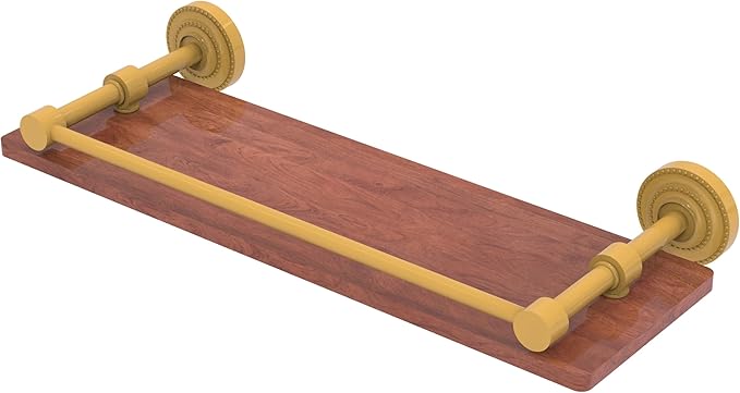 Allied Brass DT-1-16-GAL-IRW-SGL Dottingham Collection 16 Inch Solid IPE Ironwood Shelf with Gallery Rail, Spanish Gold