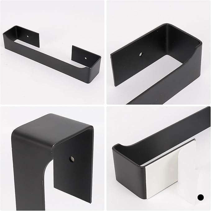 NearMoon Self Adhesive Hand Towel Holder/Towel Ring, Stainless Steel Hand Towel Bar Rustproof Stick on Wall-Towel Rack for Bathroom/Kitchen, Square Sticky and Wall Mounted (9 Inch, Matte Black)