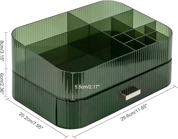 Makeup Organizer With Large Capacity, Cosmetics Organizer for Bedroom and Bathroom Vanity Countertops, Huge Capacity Cosmetic Storage Box for Skincare Cream Perfume Lipstick Dresser Counter-Green