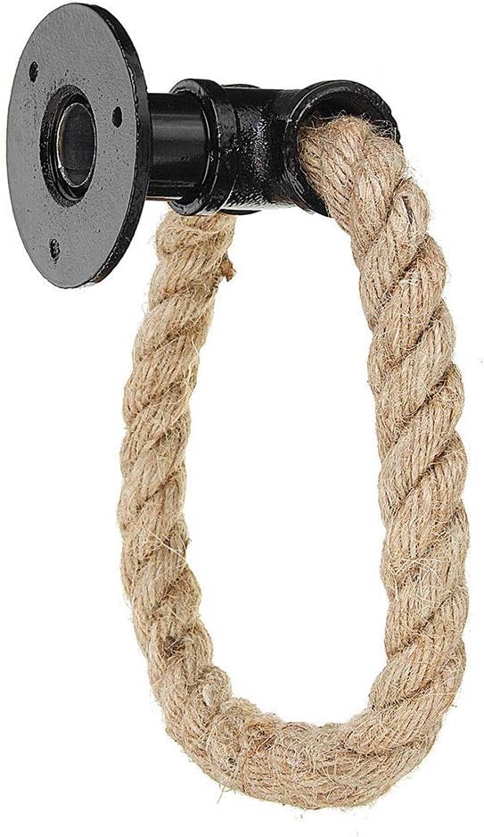 Rope Towel Ring, Wall Mount Vintage Cast Iron Towel Rack, Industrial Storage Toilet Towel Holder, Rustic Hand Towel Hanger, for Shower/Bathroom/Bedroom/Kitchen