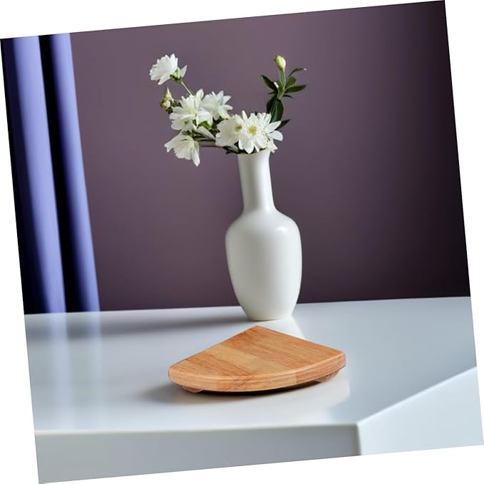 ERINGOGO 6 Inch Radius Wooden Fan Partition Floating Corner Shelf Bathroom Wall Rack Decorative Wall Shelf