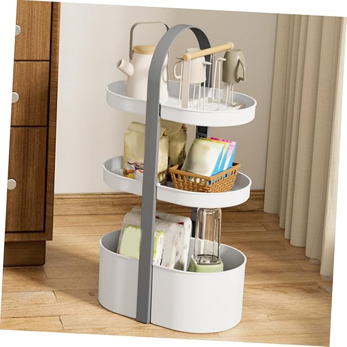 Ciieeo Portable Storage Rack Makeup Organizer Handled Storage Rack Tabletop Shelf Corner Shelf Bathroom Tray Accessories Organizer
