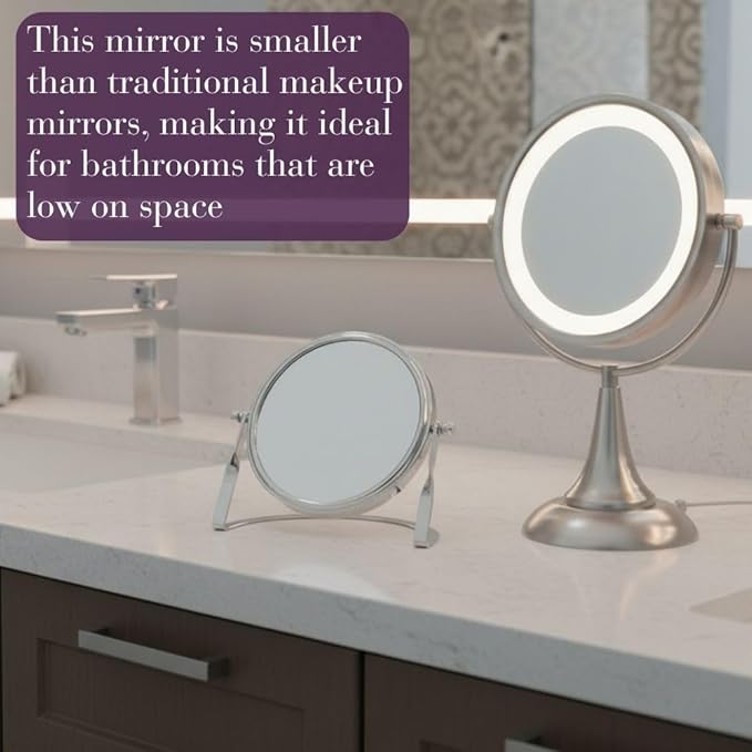 JERDON Small 5X Magnifying Mirror - 5.5" Makeup Mirror in Chrome Finish - Model MC113C