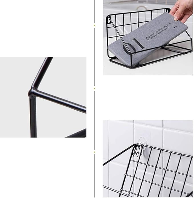 AGYH Bathroom Shelf Wall-Mounted Bathroom Vanity Storage Shelf (Two Styles) (Color : Black, Size : 29cm)